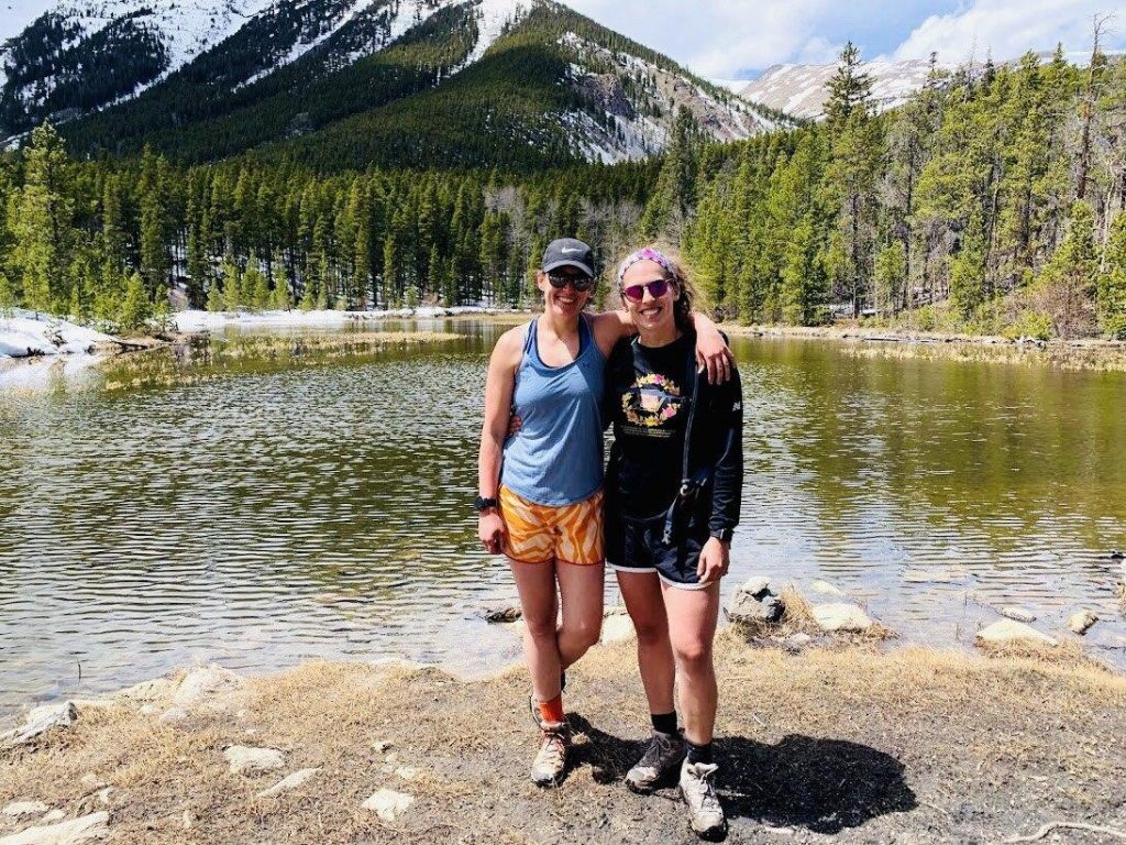 lesbians, lake, mountains