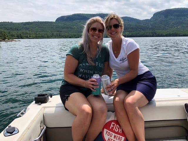 two women in the boat