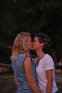 two women kissing