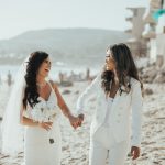lesbian couple, lesbian wedding, two brides, same sex wedding, beach