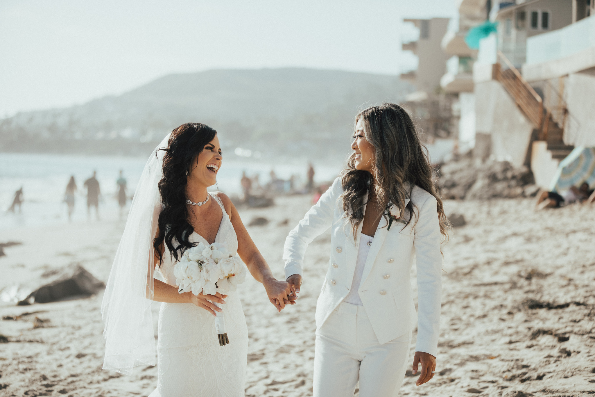 lesbian couple, lesbian wedding, two brides, same sex wedding, beach