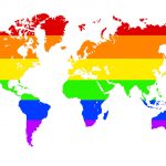 Map of the world, colorful, rainbow