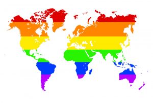 Map of the world, colorful, rainbow