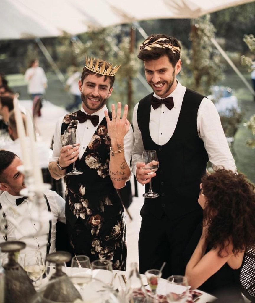 Two grooms at their LGBTQ wedding